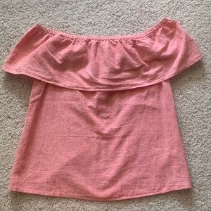 NWOT Linen & Cotton Coral Off-the-shoulder Top
